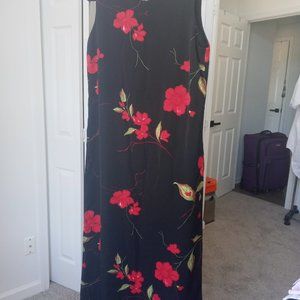 Red Rose flower print dress